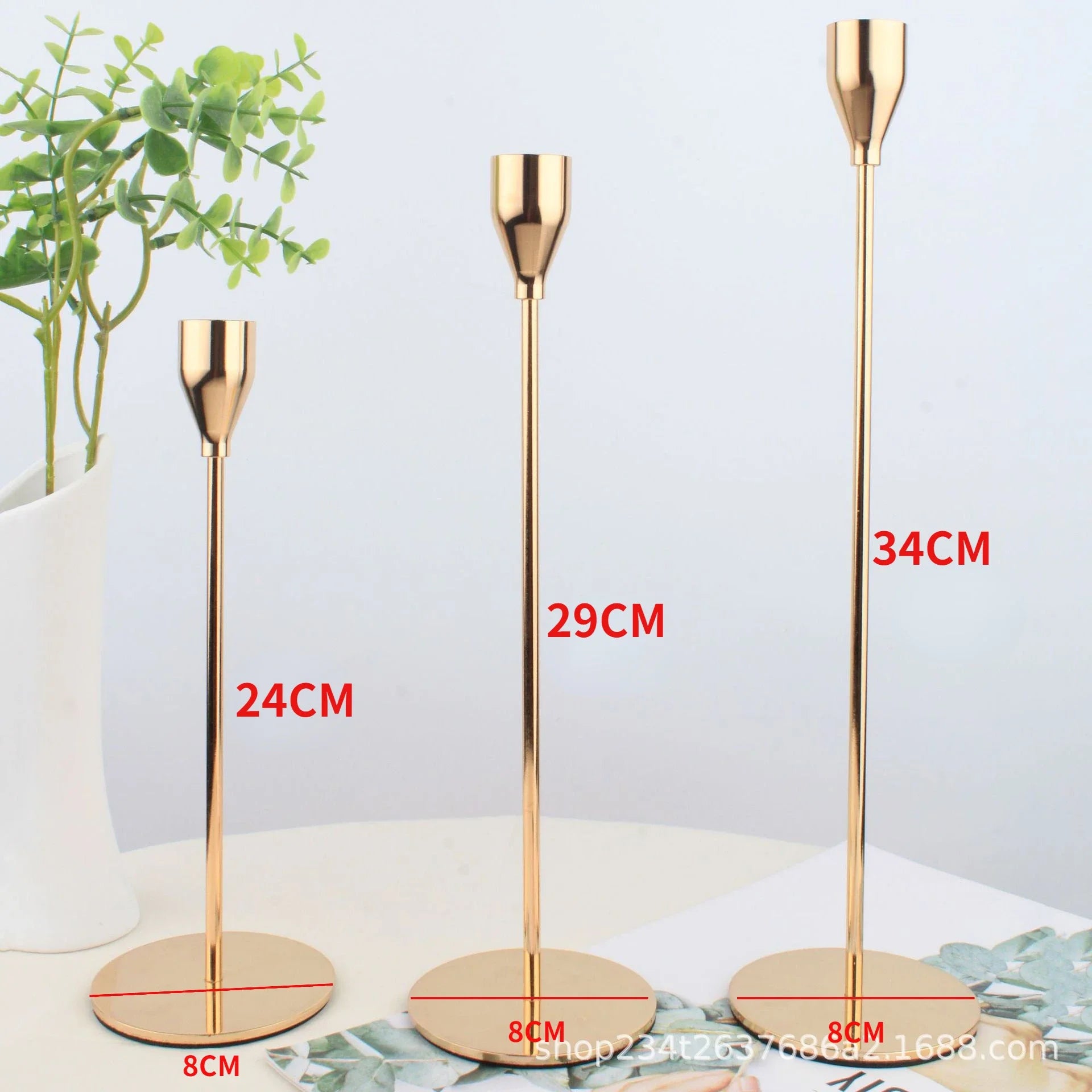 lot de 3 bougeoirs en métal pour décoration de mariage et fête - vue 7 sur 13
