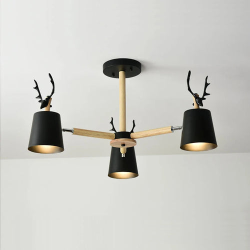 plafonnier moderne en bois de cerf pour décoration intérieure - vue 3 sur 8