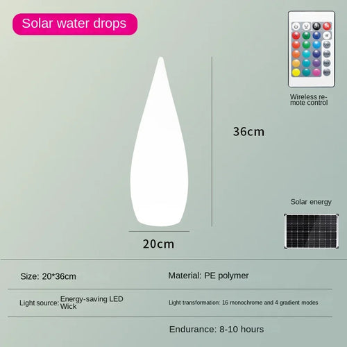 lampadaire de jardin solaire étanche en forme de goutte d'eau - vue 15 sur 14