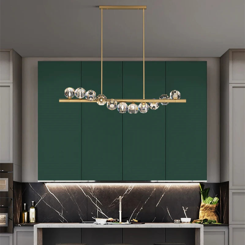 lustre moderne en cristal cuivre avec éclairage réglable - vue 3 sur 6
