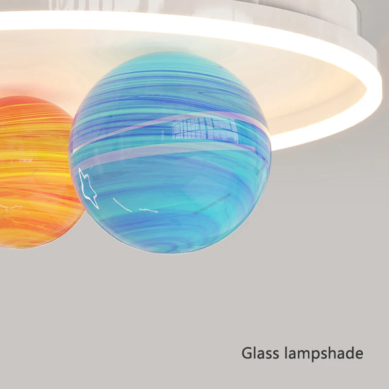 lustre créatif pour école maternelle en verre coloré planète univers étoile - vue 5 sur 7