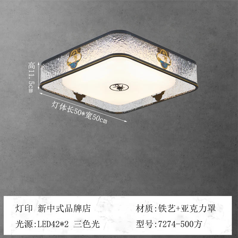 lustre acrylique style chinois antique pour éclairage intérieur