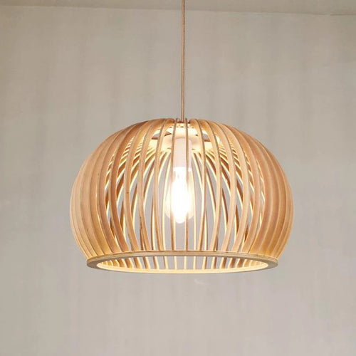 cage à oiseaux en bois luminaire suspension tom bois - vue 8 sur 9