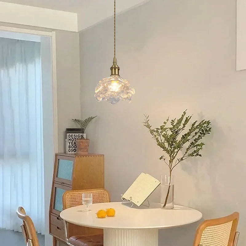suspension en verre rétro en forme de fleur pour décoration intérieure - vue 5 sur 12