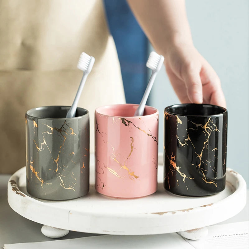 tasse créative en céramique pour brosse à dents et bain de bouche - vue 10 sur 16