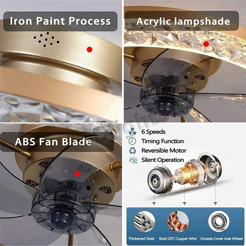 plafonnier ventilateur de plafond lumineux télécommandé dimmable décoratif - vue 6 sur 15