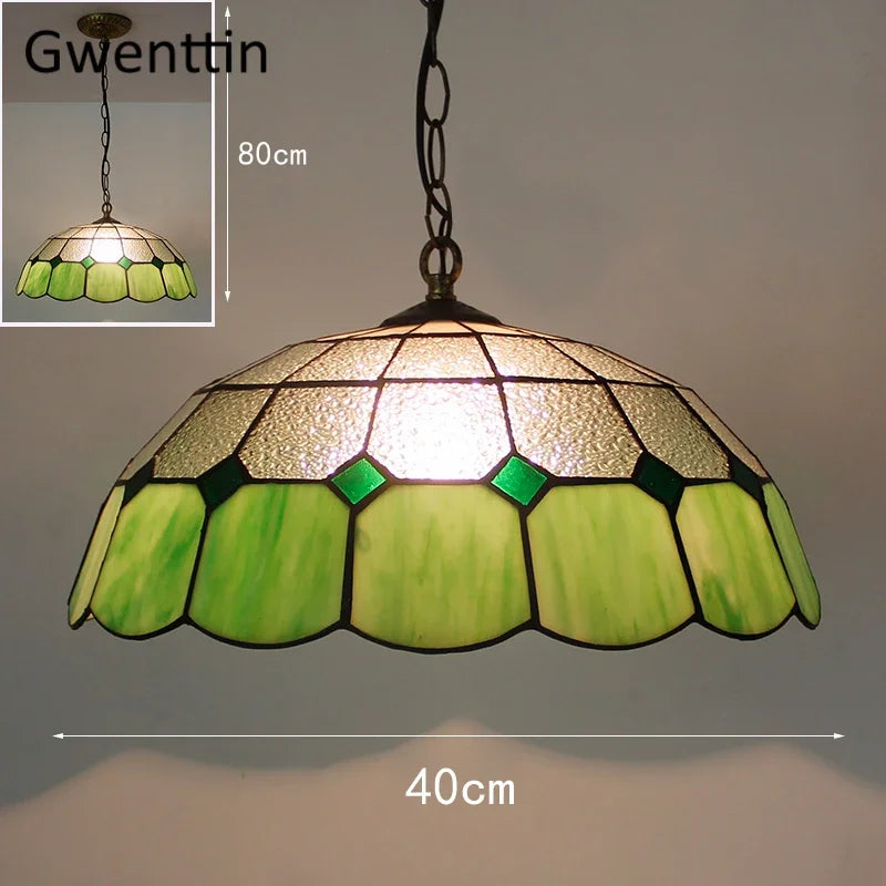 suspension en verre teinté style tiffany pour décoration intérieure - vue 16 sur 26