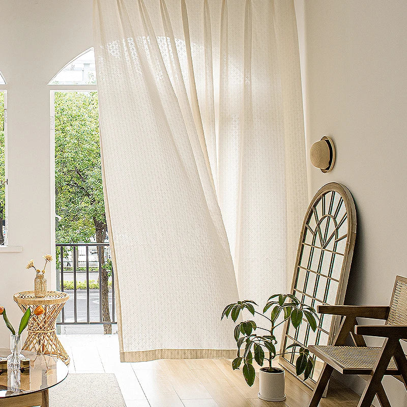 Voilage géométrique losanges semi transparent pour salon chambre - vue 2 sur 6