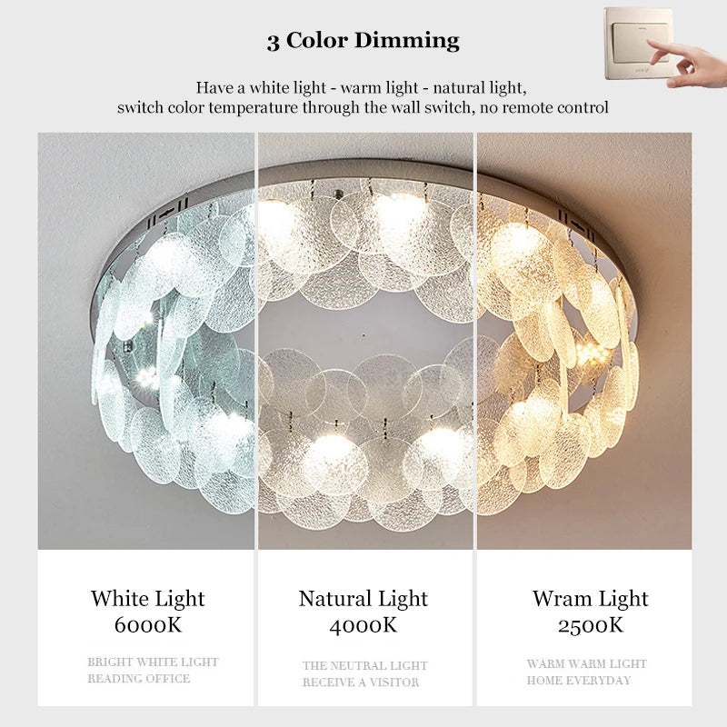 plafonnier led rond en verre pour décoration intérieure - vue 6 sur 11
