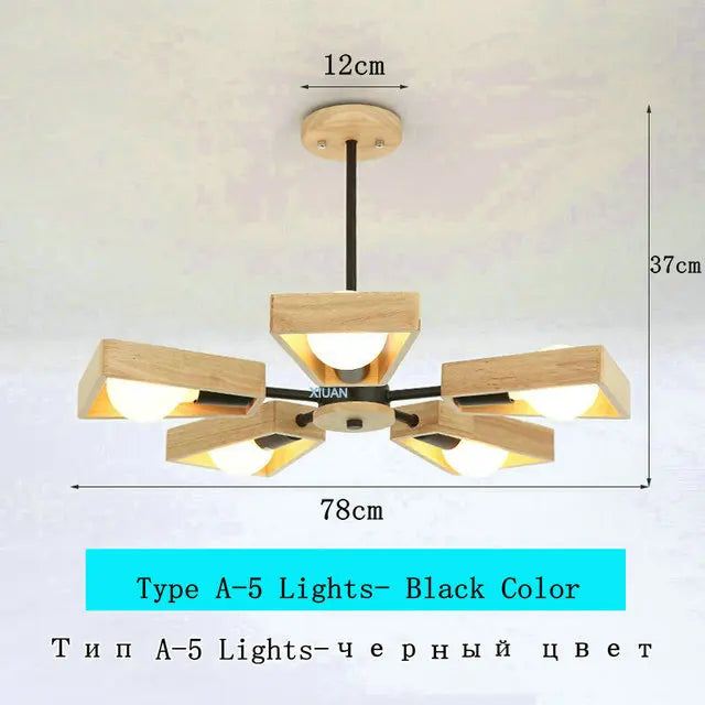 lustre scandinave minimaliste rotation 360 degrés luminaires suspendus bois créatifs - vue 14 sur 22