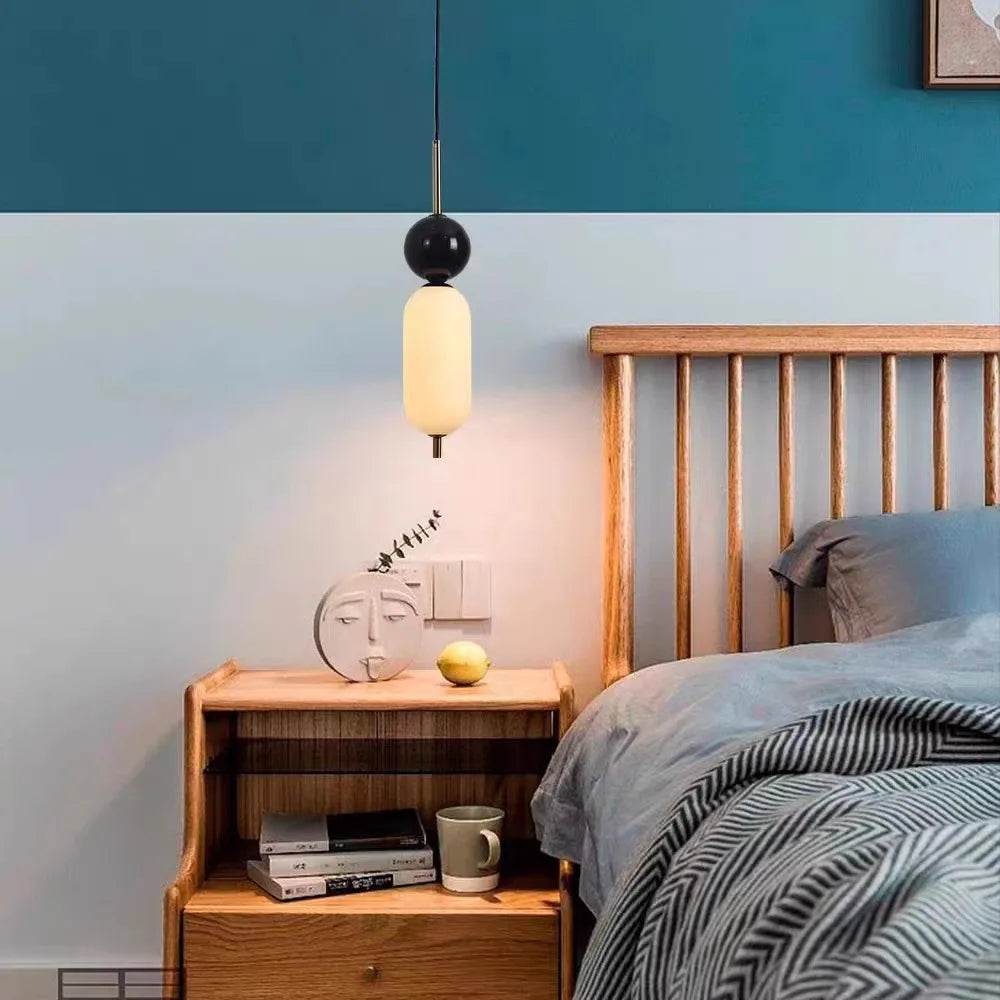lustre led en boule de marbre naturel avec fil réglable - vue 5 sur 7