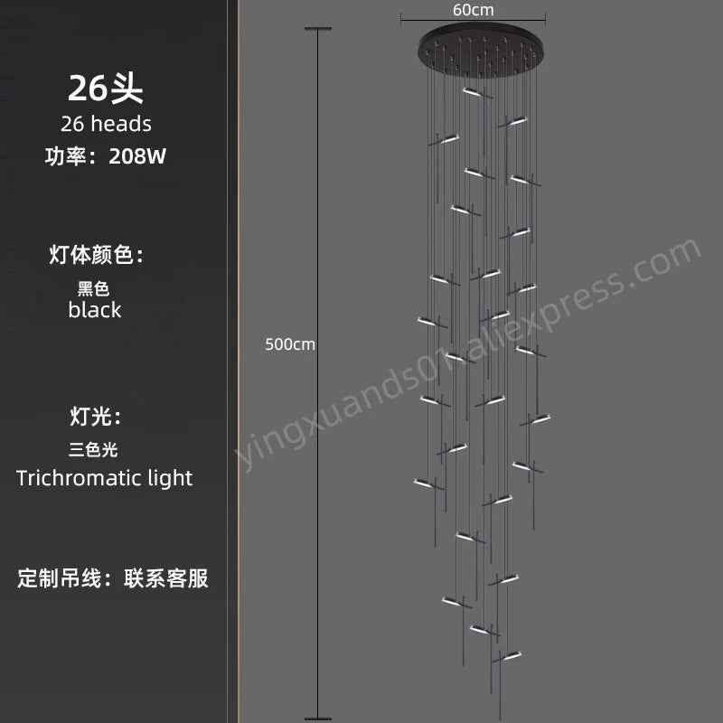 lustre moderne suspendu en acrylique design créatif 2023 à LED - vue 17 sur 17