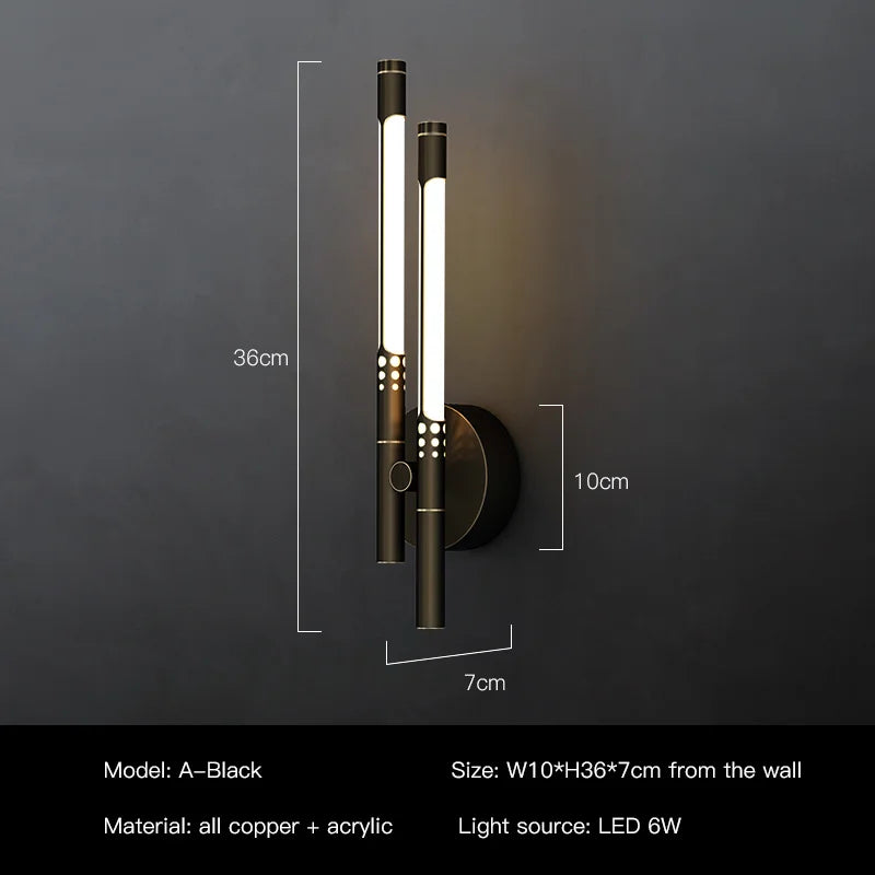 applique murale led design moderne en cuivre pour intérieur décoratif - vue 11 sur 12