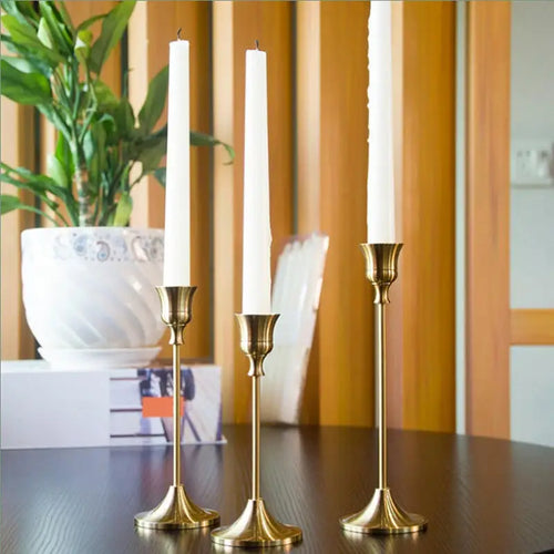 kit de bougeoirs en laiton doré pour décorations festives - vue 2 sur 26
