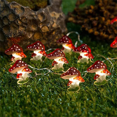 guirlande lumineuse champignon féerique en fil de cuivre à piles - vue 4 sur 6