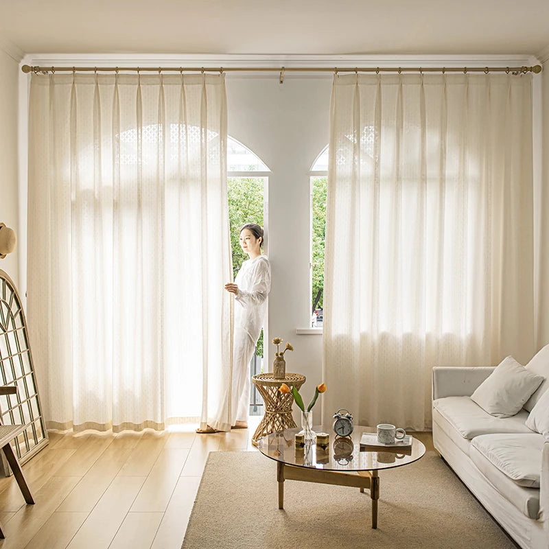 Voilage géométrique losanges semi transparent pour salon chambre - vue 3 sur 6