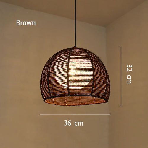 Hand-woven hemp rope chandelier stylish simple bedroom lamp balcony restaurant teahouse homestay decoration chandelier - vue 12 sur 11