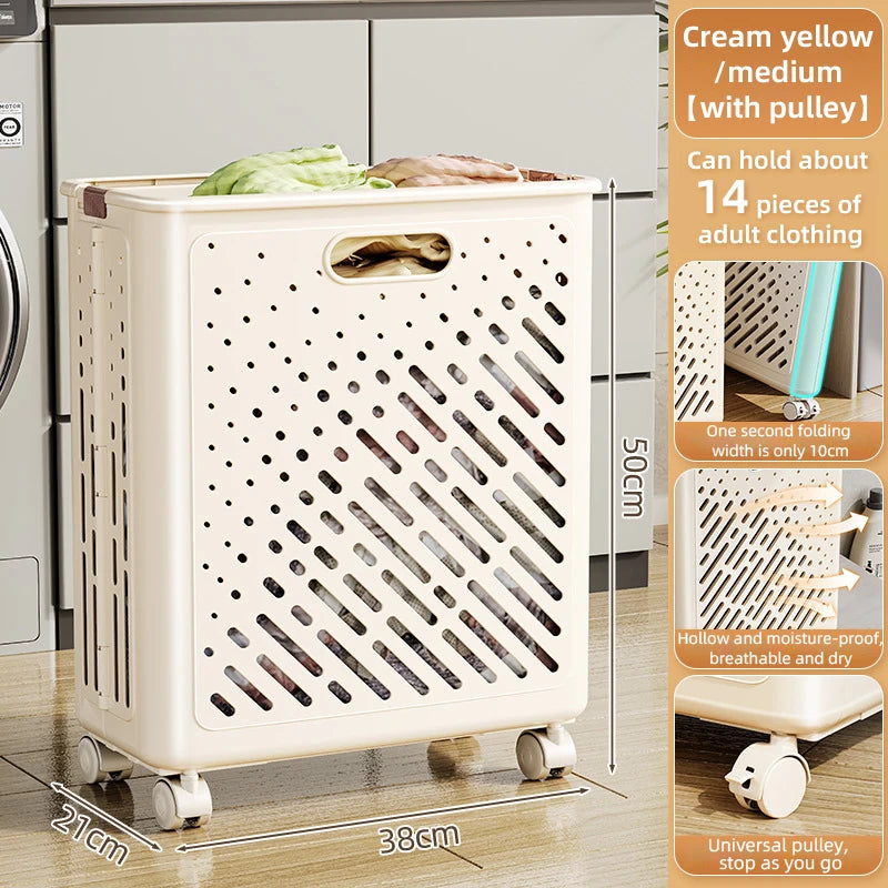 panier à linge pliable avec roulettes grande capacité multifonctionnel - vue 13 sur 14