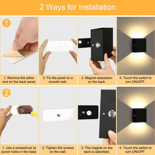 applique murale led rechargeable sans fil avec capteur humain usb - vue 6 sur 10