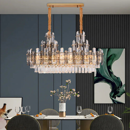 lustre suspendu en cristal à intensité variable design moderne - vue 7 sur 11
