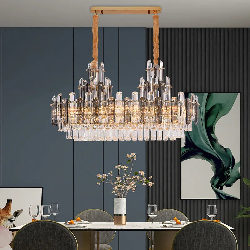 lustre suspendu en cristal à intensité variable design moderne - vue 6 sur 11