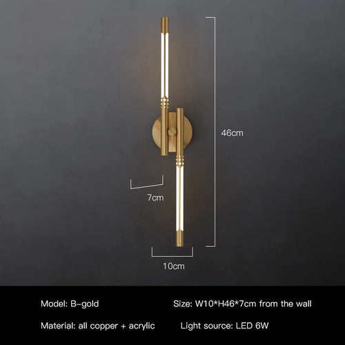 applique murale led design moderne en cuivre pour intérieur décoratif