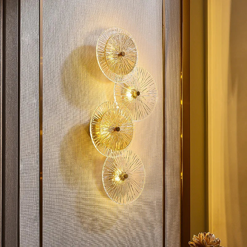 applique murale ronde moderne en cristal avec lumières led nordiques - vue 5 sur 13