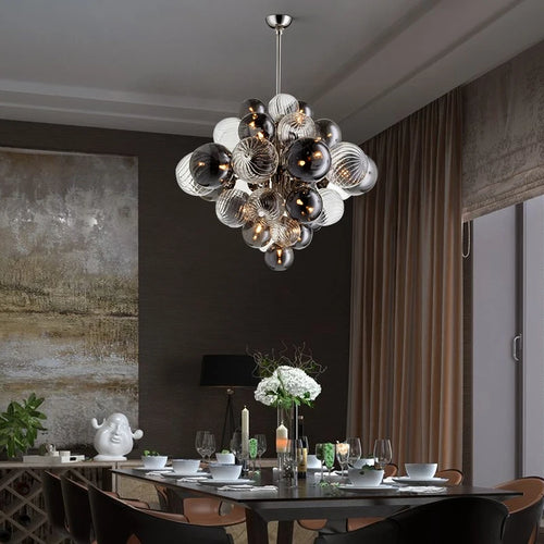 lustre nordique créatif en fer et bulles de verre - vue 4 sur 10