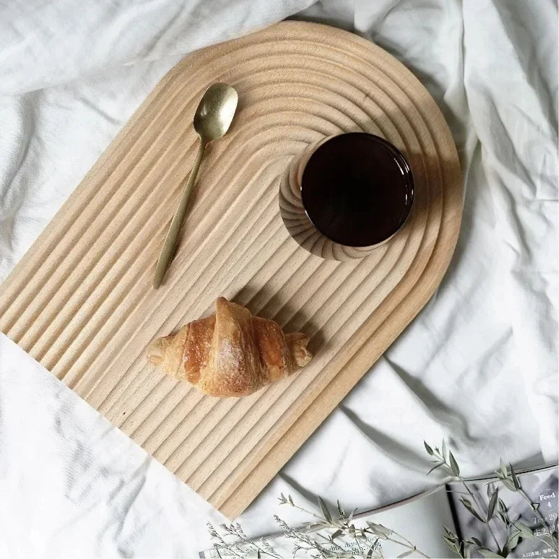 plateau décoratif en bois pour servir collations et desserts - vue 3 sur 8