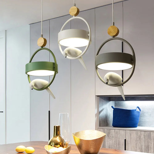 suspension moderne en bois avec éclairage led décoratif intérieur - vue 2 sur 8