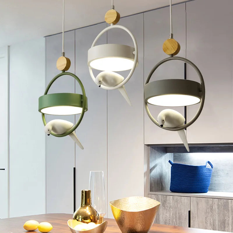 suspension moderne en bois avec éclairage led décoratif intérieur - vue 1 sur 8