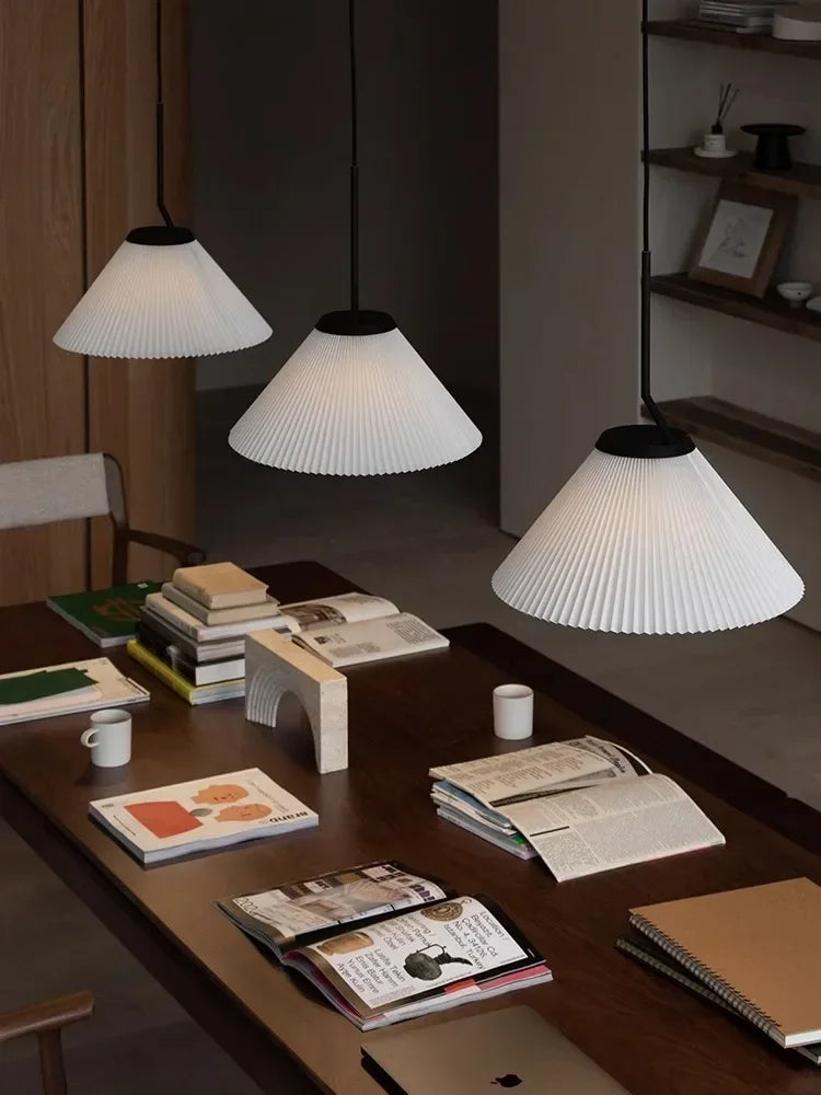 lustre nordique plissé suspension led pour décoration intérieure - vue 5 sur 7