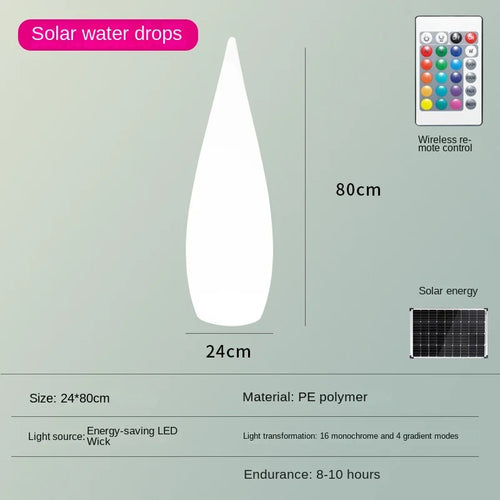 lampadaire de jardin solaire étanche en forme de goutte d'eau - vue 14 sur 14