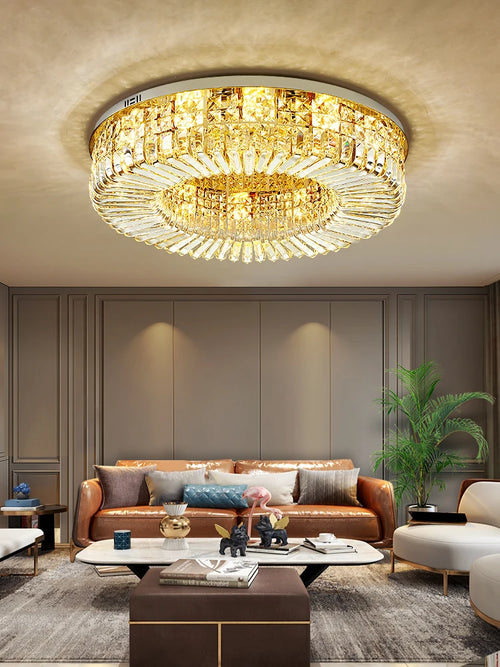 plafonnier led classique en cristal chromé pour intérieur moderne - vue 4 sur 11