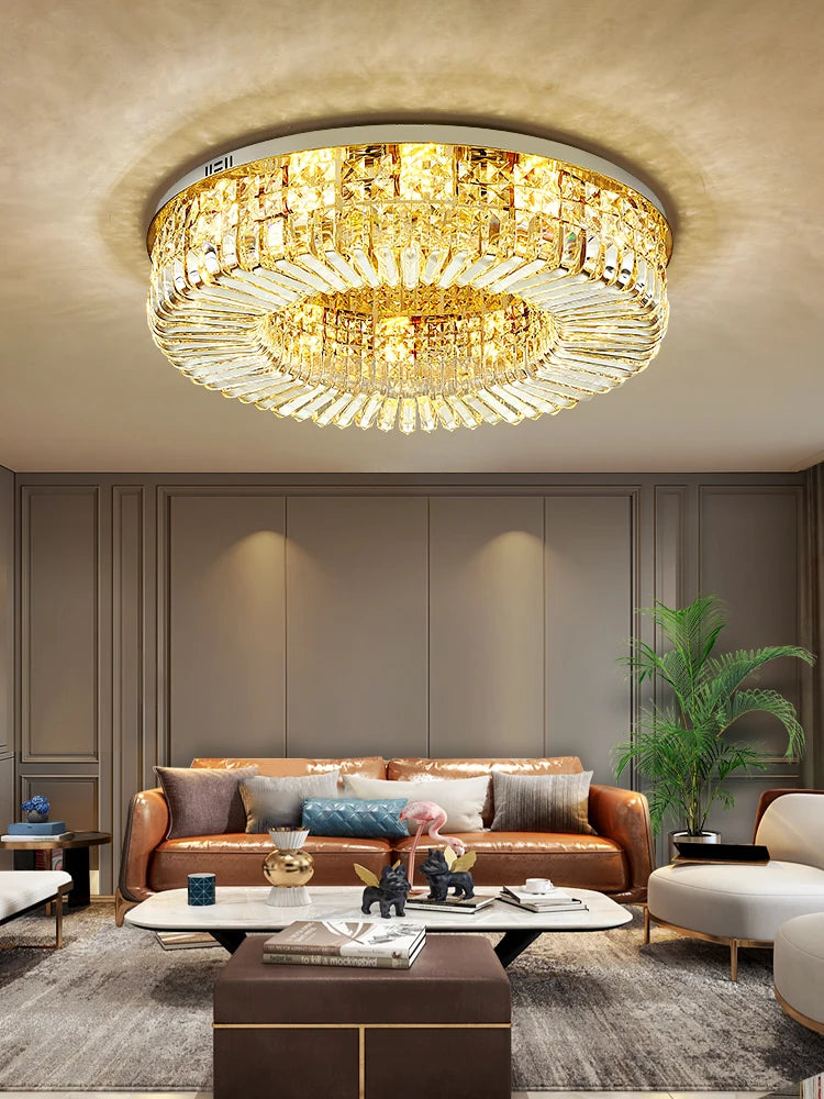 plafonnier led classique en cristal chromé pour intérieur moderne - vue 3 sur 11