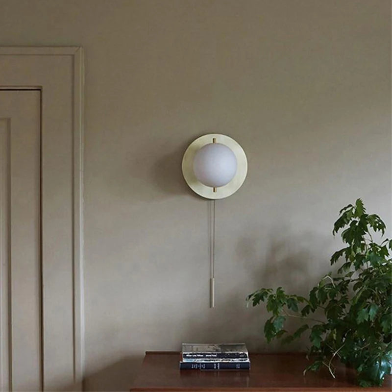 Light Luxury All Copper Wall Lamp, Post-modern Villa, Minimalist Living Room, Background Wall, Creative Bedroom, Bedside Lamp - vue 5 sur 7