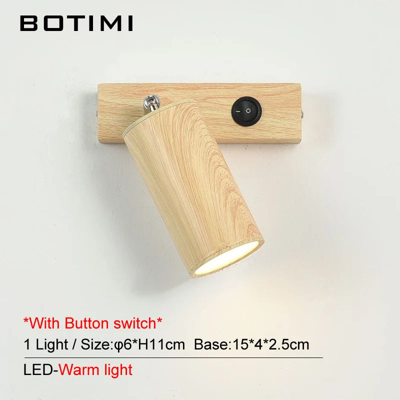 botimi applique murale fer interrupteur bouton-poussoir imitation bois nordique - vue 8 sur 13