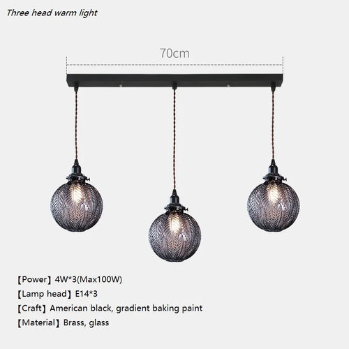 lustre nordique loft boule de verre led décoration de luxe - vue 9 sur 10