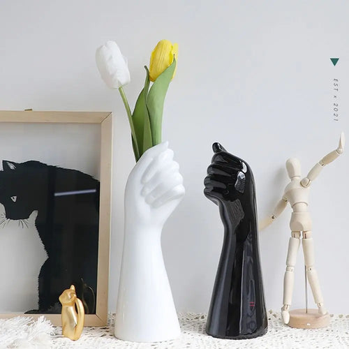 vase à fleurs décoratif en résine et céramique pour décoration intérieure - vue 3 sur 7