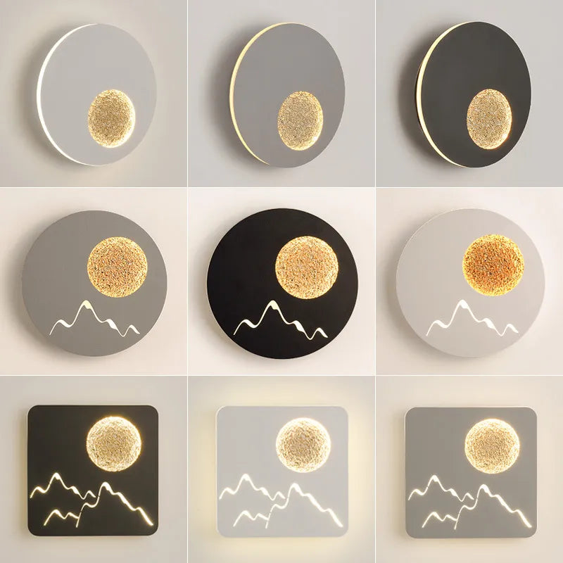 Postmodern applique murale LED lune lampe blanc noir carré rond en aluminium chambre chevet applique murale escalier cuisine couloir luminaire
