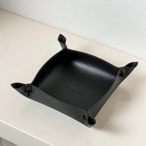 plateau de rangement en cuir pour dés bijoux et clés - vue 6 sur 14