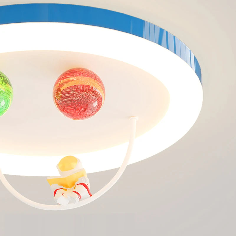 Creative Colorful Glass Ceiling Chandelier Light Planet Astronaut Ceiling Lamps Pink Blue Chrome 220V Children's Bedroom Lamps - vue 5 sur 9