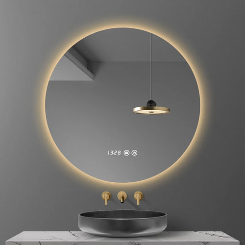 miroir rond avec rétroéclairage réglable et antibuée décoratif - vue 2 sur 24
