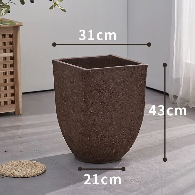 pot de fleurs en argile carrée pour jardin extérieur avec plantes respirantes - vue 8 sur 9