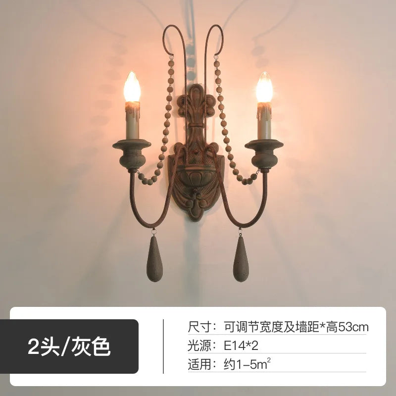 American French wall lamp, rural retro living room, dining room, bedroom, corridor, staircase decorative lighting fixtures - vue 9 sur 10