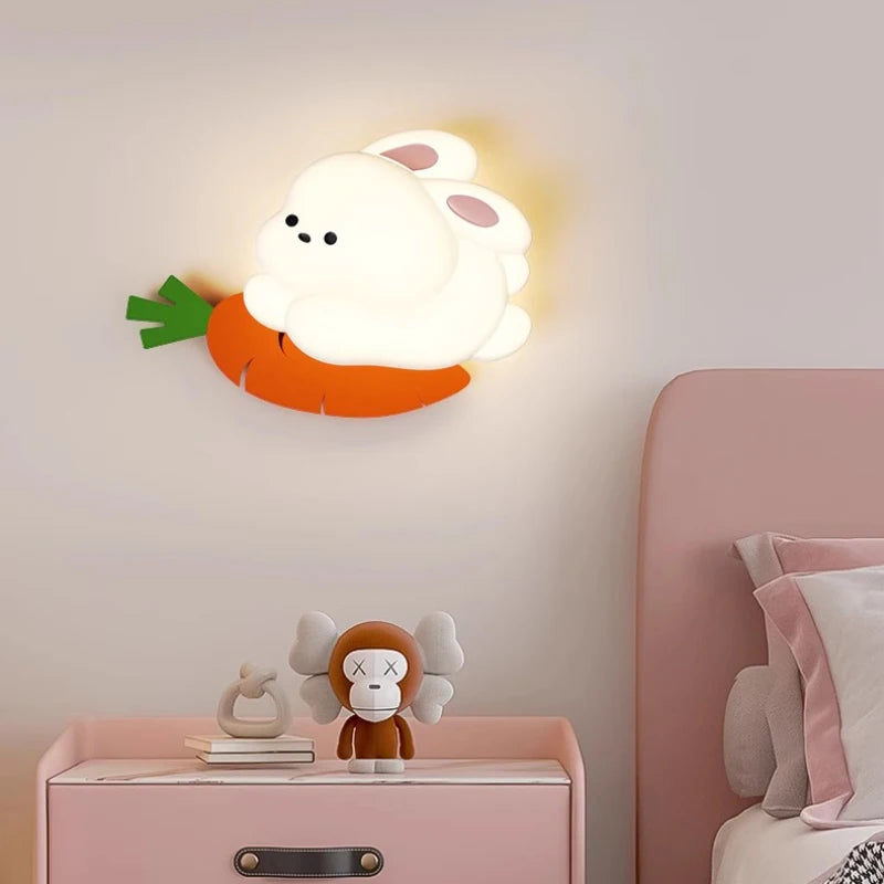 applique murale lapin radis LED pour chambre enfant - vue 1 sur 8