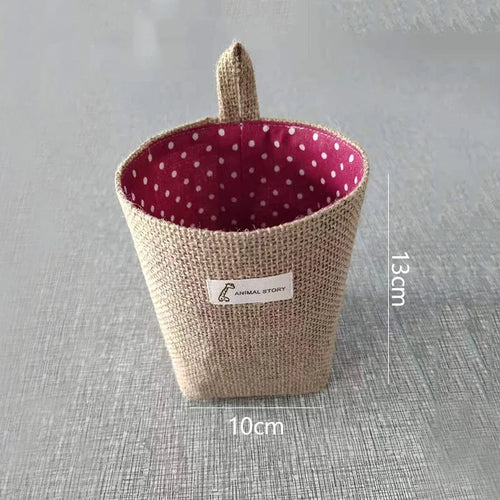 panier de rangement en coton et lin avec poignée - vue 8 sur 16