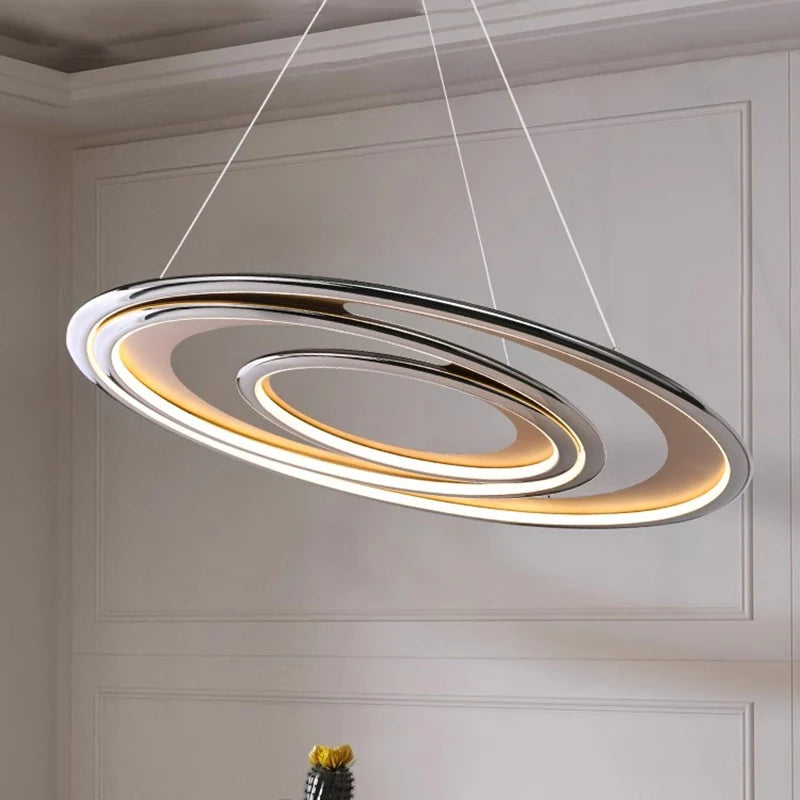 lustre rond moderne led pour intérieur style luxueux suspendu - vue 4 sur 8