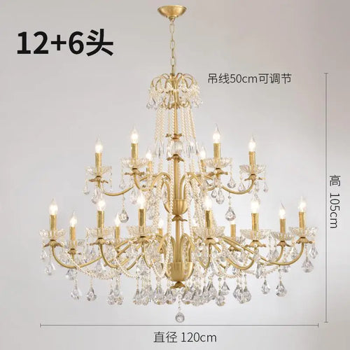 lustre moderne en or avec éclairage tube led et cristal - vue 13 sur 13