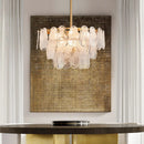 lustre moderne en verre givré doré design suspendu décoratif